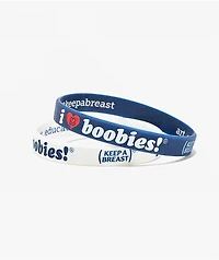 Keep A Breast Foundation I Heart Boobies United Red, White & Blue 2 Pack Bracelets