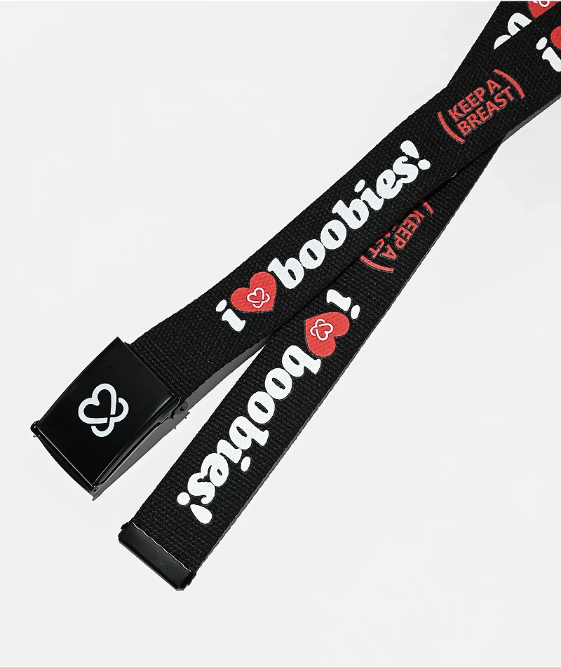 Keep A Breast Foundation I Heart Boobies Volcano Black Web Belt