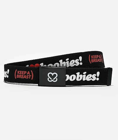 Keep A Breast Foundation I Heart Boobies Volcano Black Web Belt