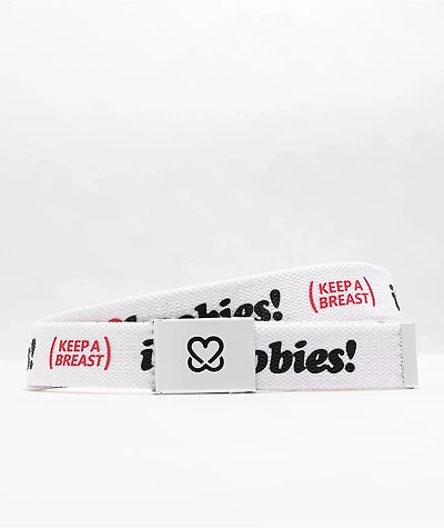 Keep A Breast Foundation I Heart Boobies White Web Belt