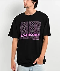 Keep A Breast Foundation I Love Boobies Stacked Black T-Shirt