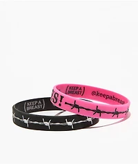 Keep A Breast Foundation I heart Barbed Wire Fuchsia & Black Mini 2 Pack Bracelets