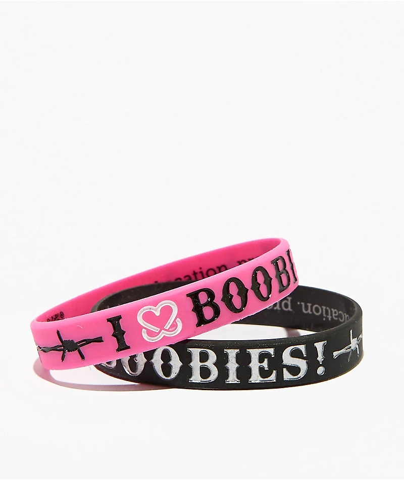 Keep A Breast Foundation I heart Barbed Wire Fuchsia & Black Mini 2 Pack Bracelets