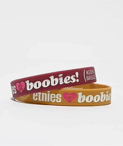 Keep A Breast Foundation x Etnies I Heart Boobies Red & Yellow Mini 2 Pack Bracelets