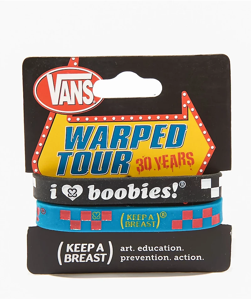 Keep A Breast Foundation x Vans Warped Tour Black & Blue 2 Pack Bracelets