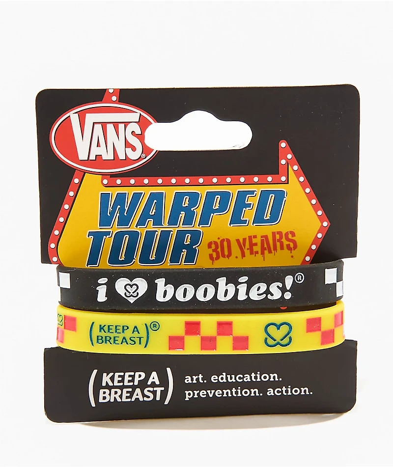 Keep A Breast Foundation x Vans Warped Tour Black & Yellow 2 Pack Bracelets