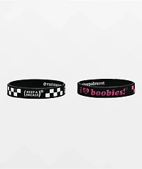Keep A Breast Foundation x Vans Warped Tour I Heart Boobies Black & Pink 2 Pack Bracelets