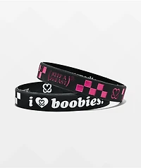 Keep A Breast Foundation x Vans Warped Tour I Heart Boobies Black & Pink 2 Pack Bracelets