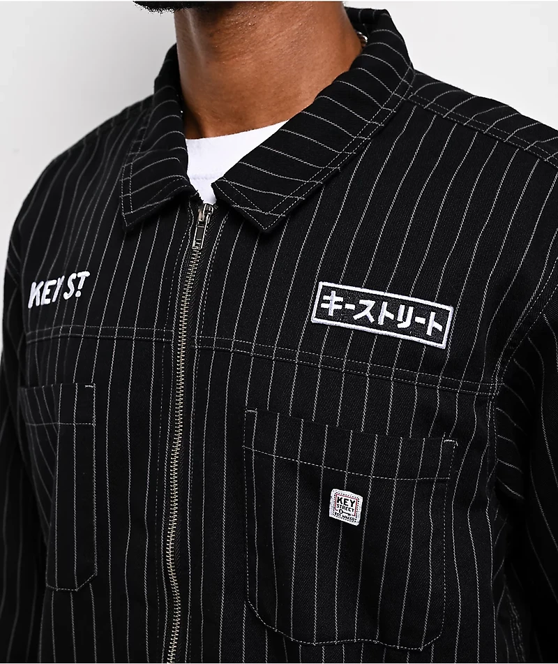 Key Street Apprentice Black Long Sleeve Zip Work Shirt