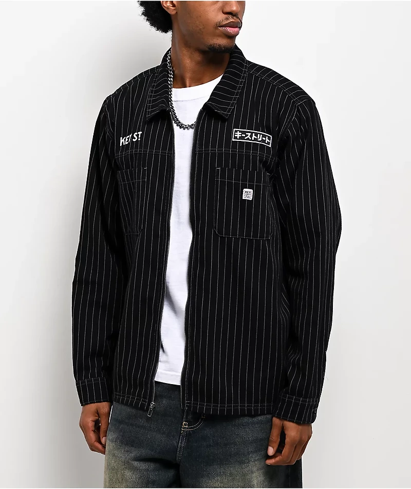 Key Street Apprentice Black Long Sleeve Zip Work Shirt