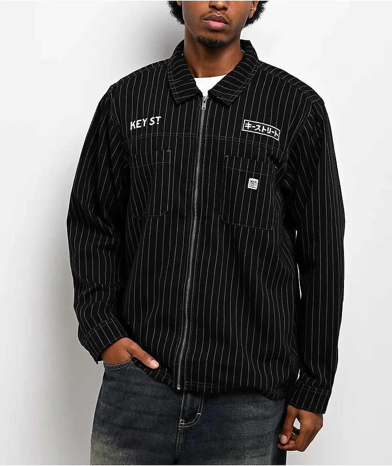 Key Street Apprentice Black Long Sleeve Zip Work Shirt