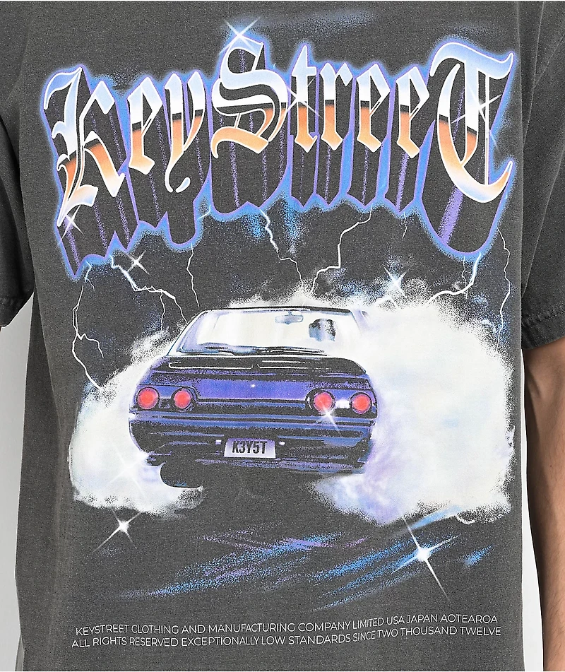 Key Street Burn Out Grey Wash T-Shirt