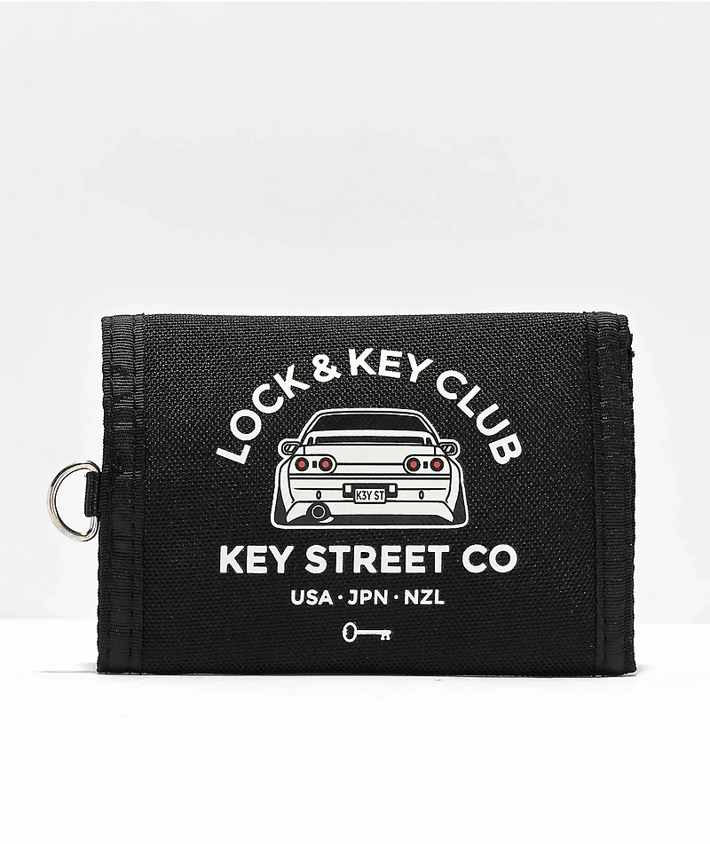 Key Street Lock & Key Club Black Trifold Wallet