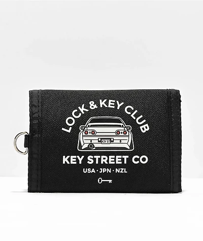 Key Street Lock & Key Club Black Trifold Wallet