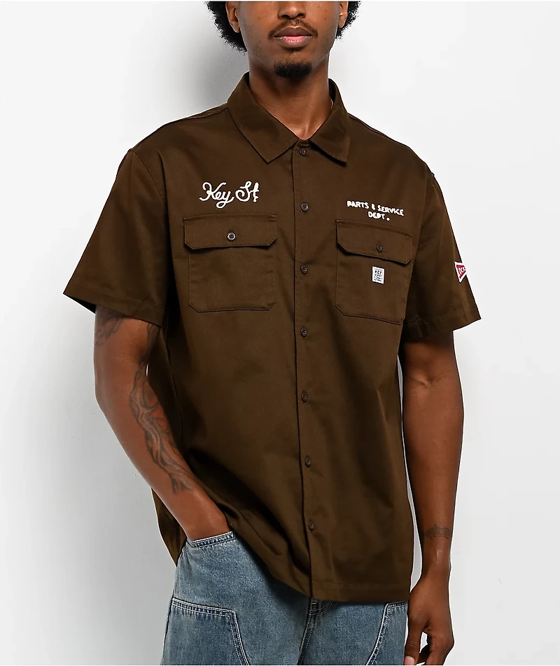 Key Street Parts & Service Brown Work Shirt