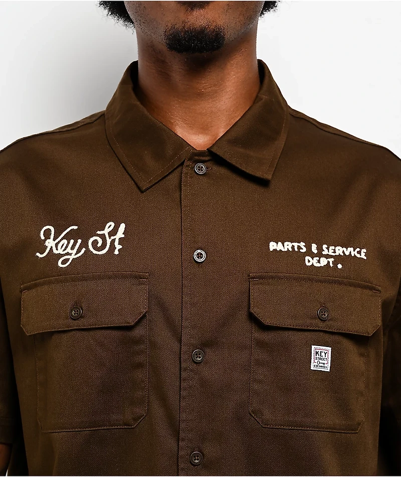 Key Street Parts & Service Brown Work Shirt