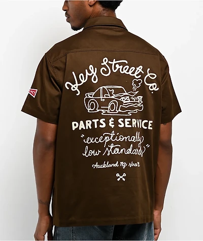 Key Street Parts & Service Brown Work Shirt