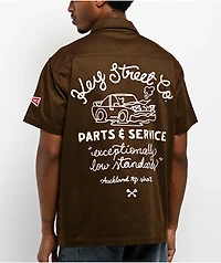 Key Street Parts & Service Brown Work Shirt