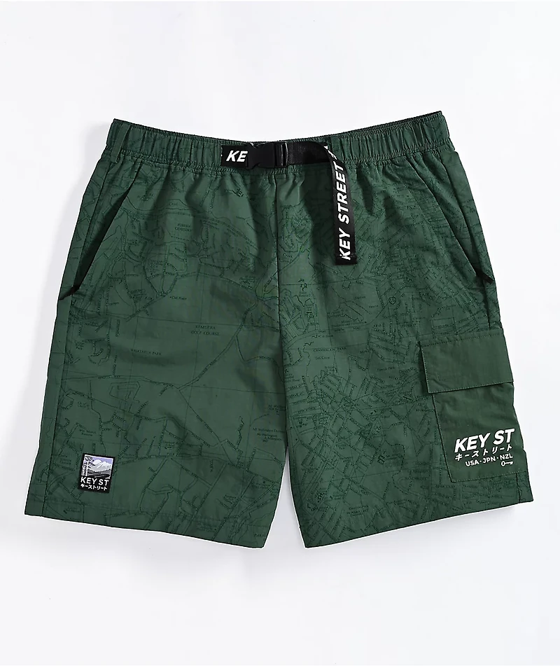 Key Street Road Map Green Board Shorts