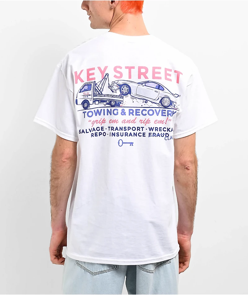Key Street Tow Truck White T-Shirt
