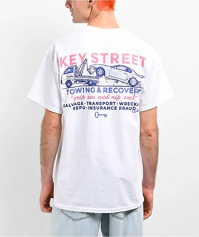 Key Street Tow Truck White T-Shirt