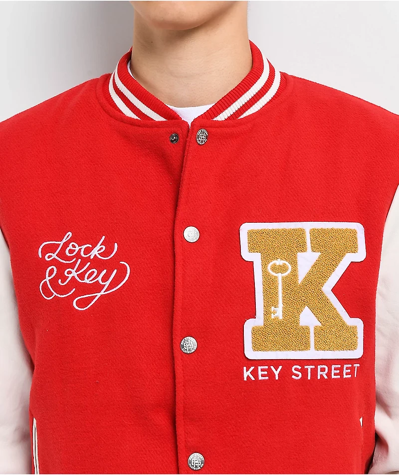 Key Street Varsity Red & White Jacket