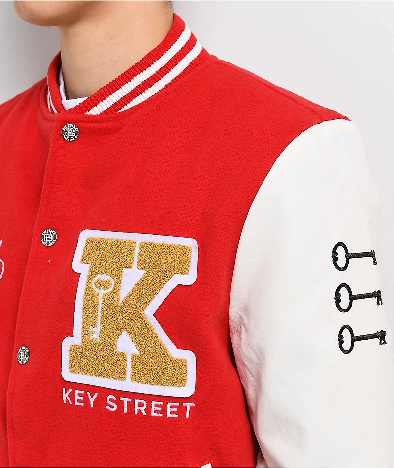 Key Street Varsity Red & White Jacket