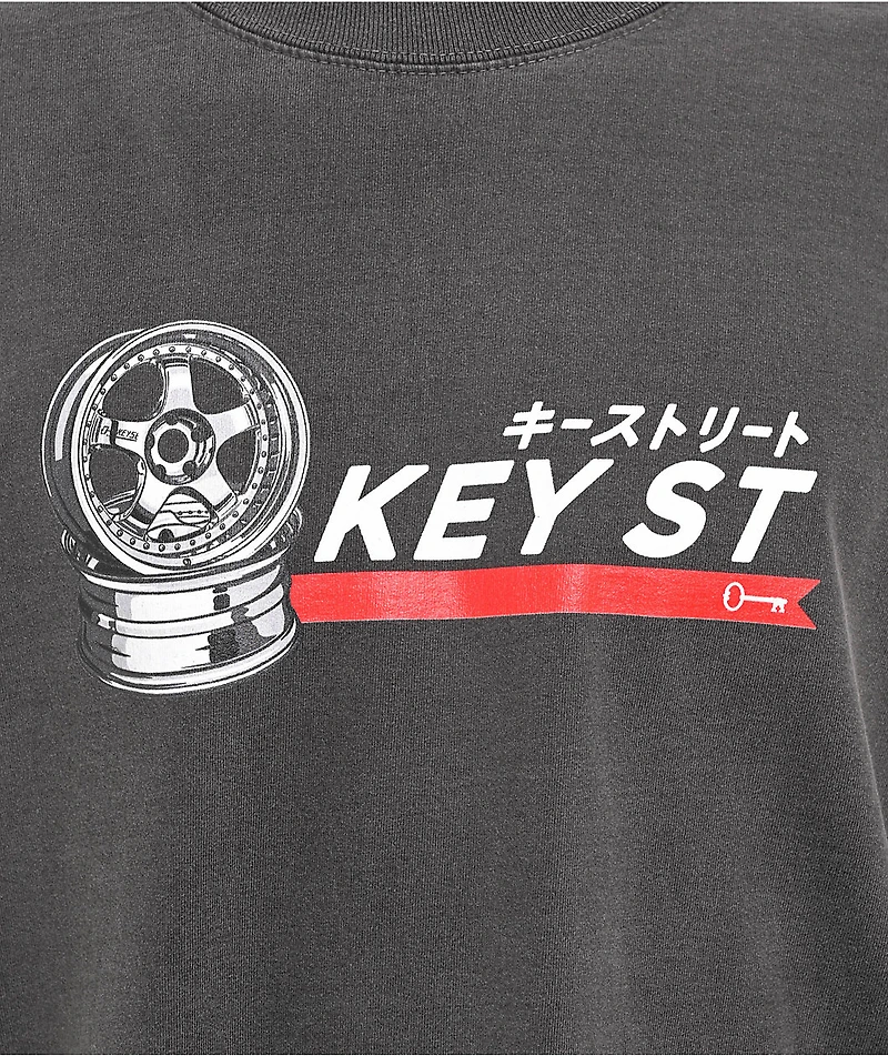 Key Street Wheels Grey Wash T-Shirt