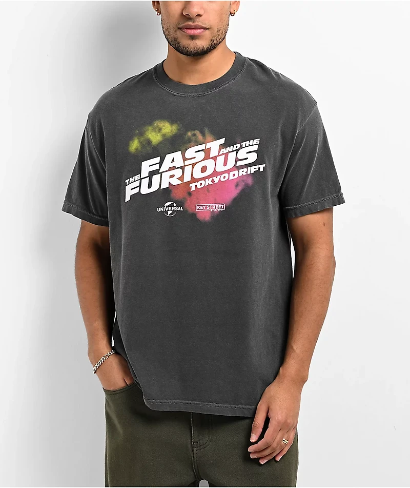 Key Street x Fast & Furious Tokyo Drift Black Wash T-Shirt