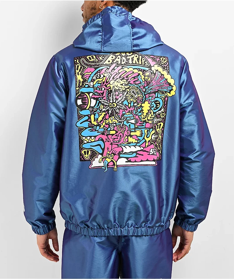 Killer Acid Cat Hologram Blue Windbreaker Jacket