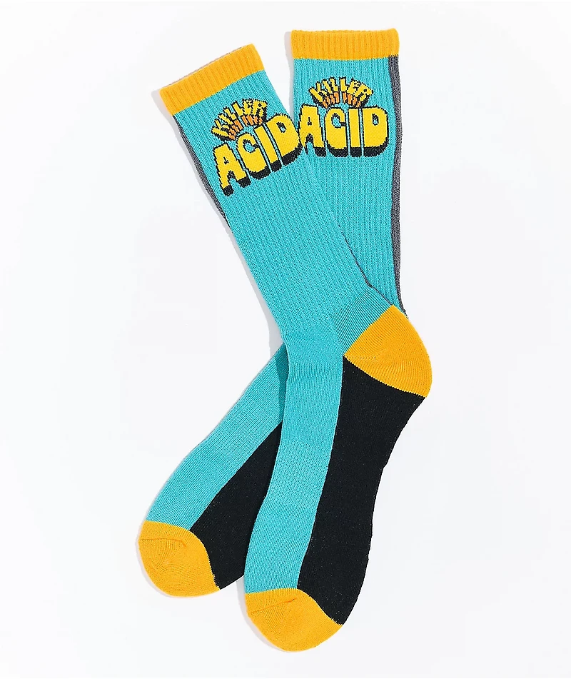Killer Acid Colorblock Blue, Black, & Yellow Crew Socks