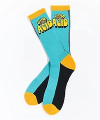 Killer Acid Colorblock Blue, Black, & Yellow Crew Socks