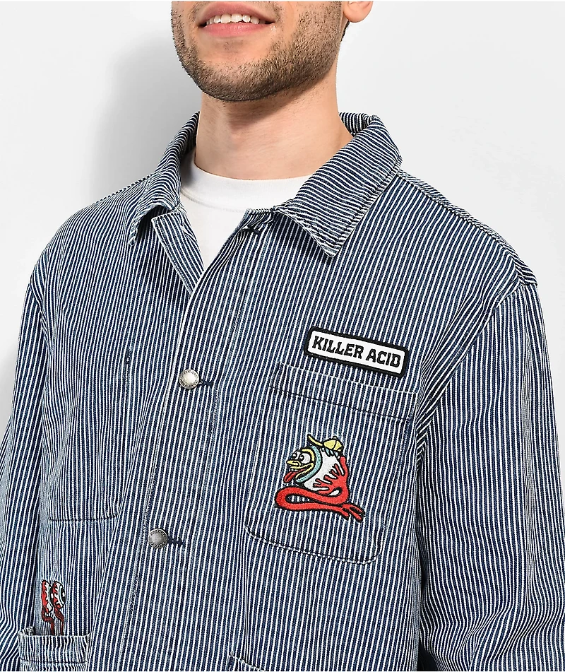 Killer Acid Eye Blue Stripe Chore Jacket