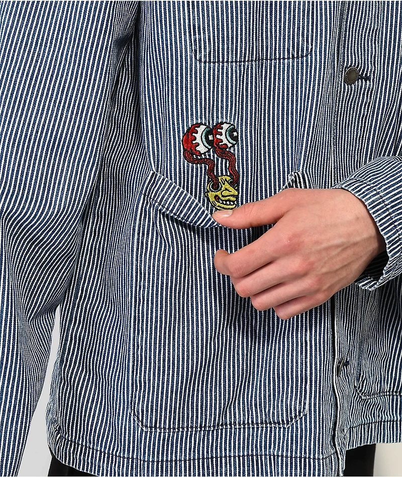 Killer Acid Eye Blue Stripe Chore Jacket