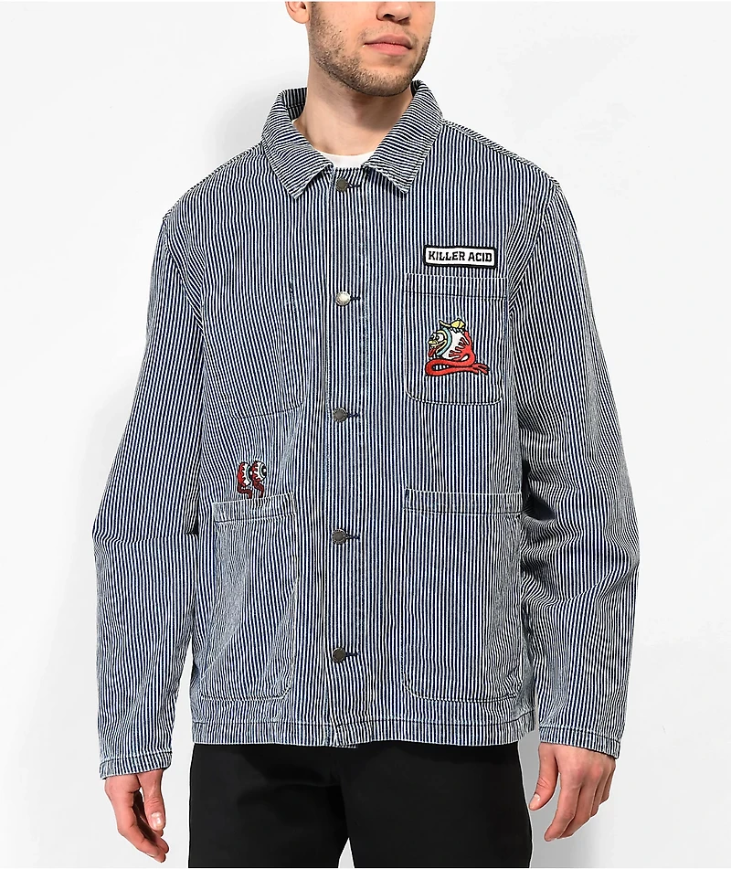 Killer Acid Eye Blue Stripe Chore Jacket