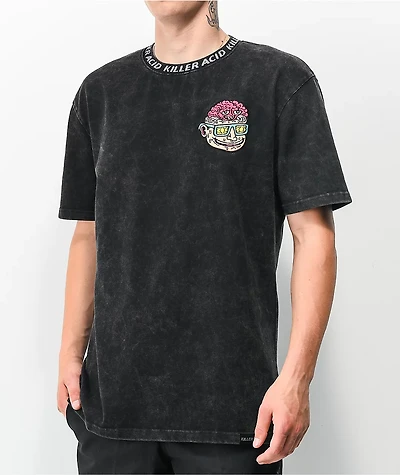 Killer Acid Flip Your Lid Black Mineral Wash T-Shirt