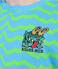 Killer Acid Frog Blue & Green Wavy Stripe T-Shirt