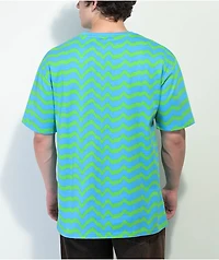 Killer Acid Frog Blue & Green Wavy Stripe T-Shirt