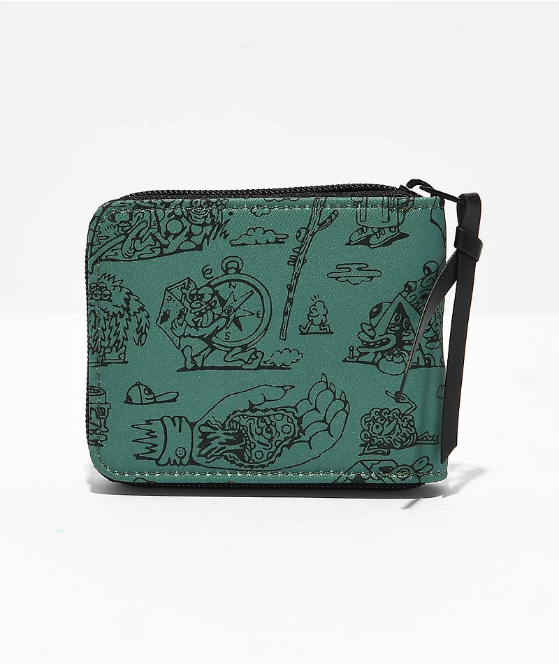 Killer Acid Get Lost Green Zip Wallet