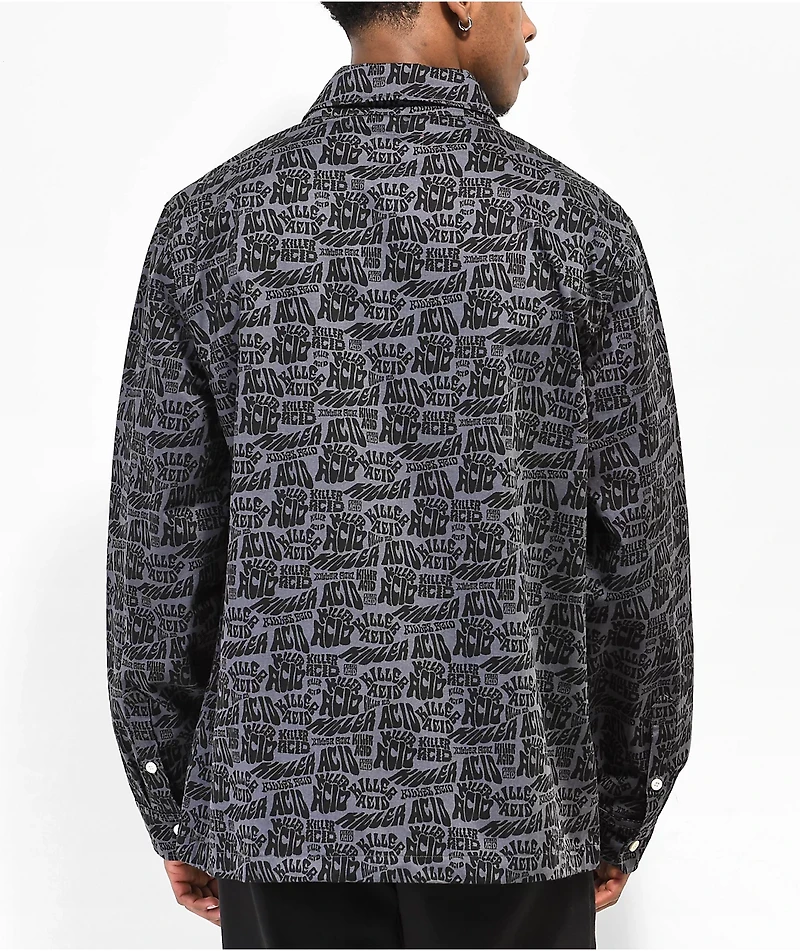 Killer Acid Groovy Grey Zip Shacket