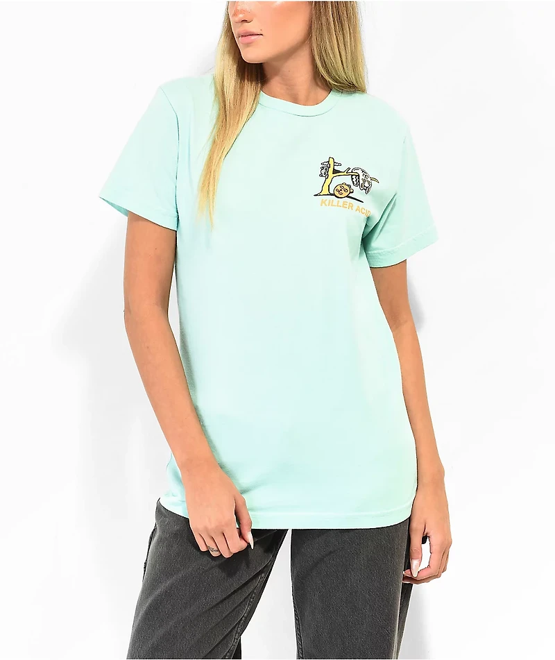 Killer Acid Melting Cat Light Blue T-Shirt
