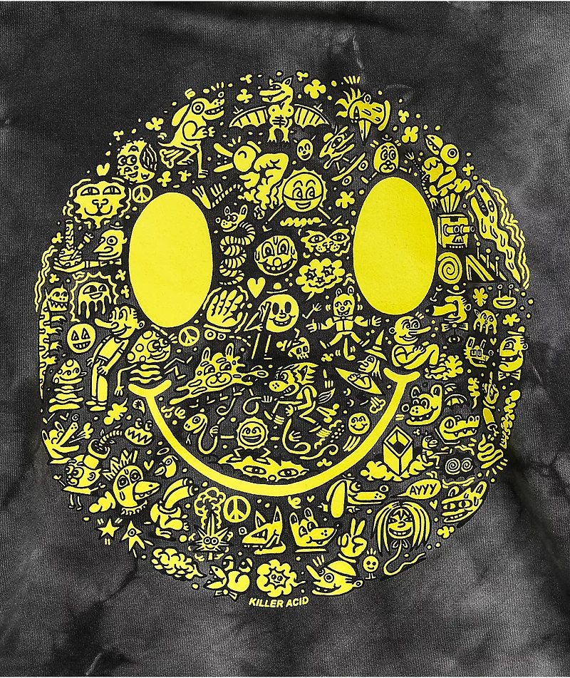 Killer Acid Miles Of Smiles Grey & Black Tie Dye Hoodie