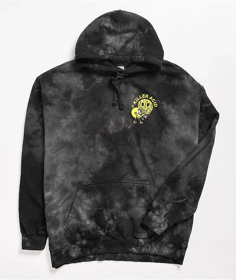 Killer Acid Miles Of Smiles Grey & Black Tie Dye Hoodie