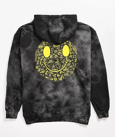 Killer Acid Miles Of Smiles Grey & Black Tie Dye Hoodie