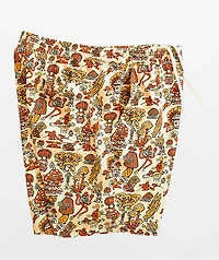 Killer Acid Mushroom Friends Tan & Orange Board Shorts
