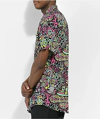 Killer Acid No Bad Trips Black Short Sleeve Button Up Shirt