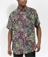 Killer Acid No Bad Trips Black Short Sleeve Button Up Shirt