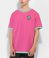 Killer Acid No Bad Trips Pink Knit Ringer T-Shirt