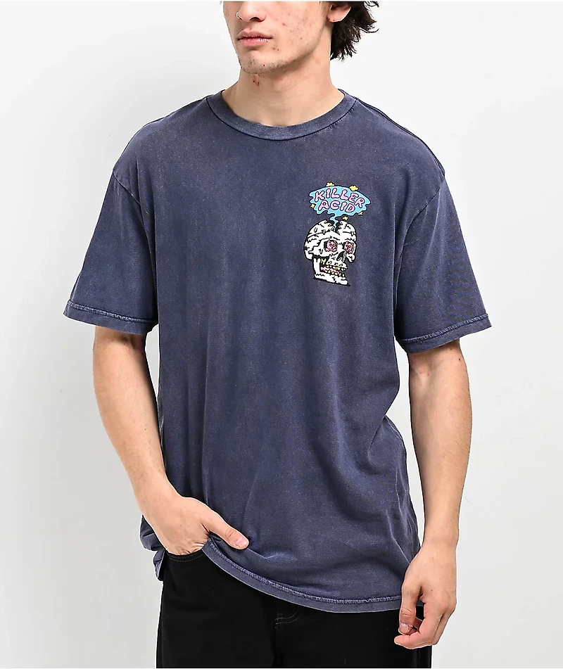 Killer Acid No Brain Vintage Denim Wash T-Shirt