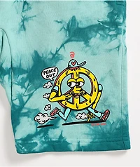 Killer Acid Peace Out Blue Tie Dye Elastic Waist Sweat Shorts